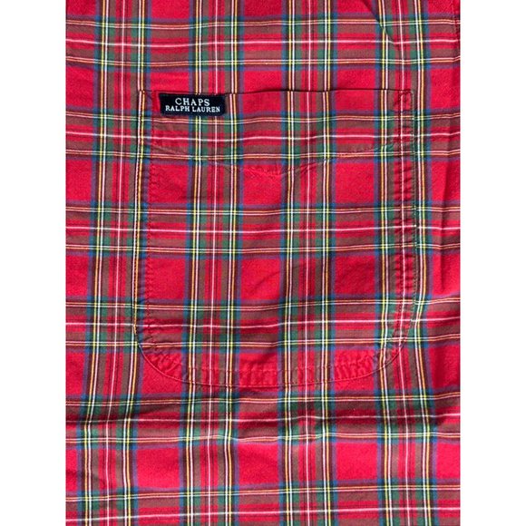 Vintage Chaps Ralph Lauren Red Plaid‎ Button Down Shirt Men’s Size Medium - Picture 3 of 8